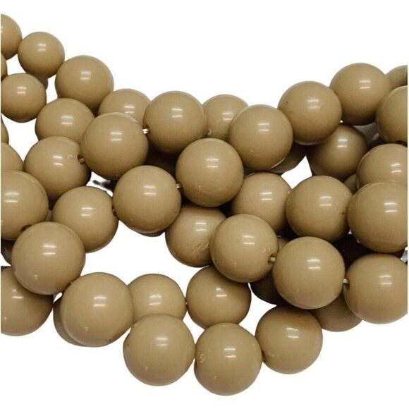 Vintage Tan Beige Beaded Multi Strand Braided Trendy Statement Necklace - Picture 5 of 7